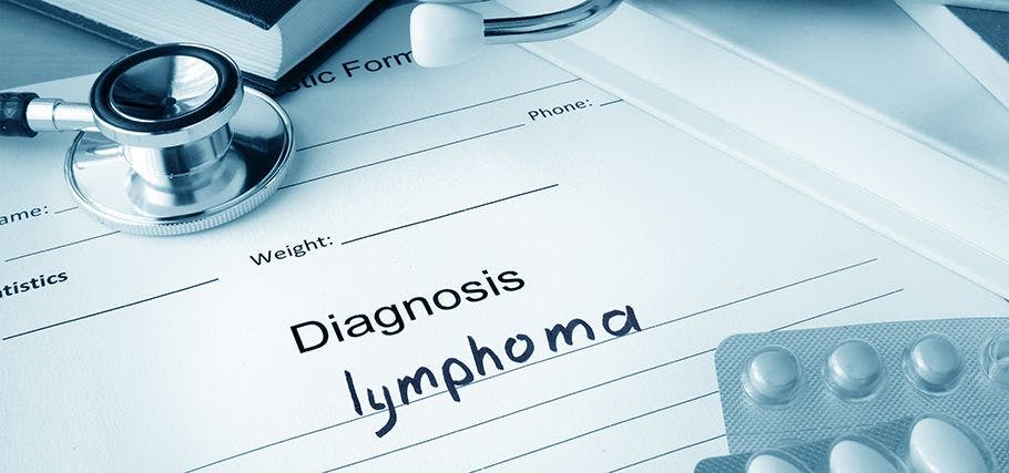 Image of a clipboard that says "Diagnosis: Lymphoma."