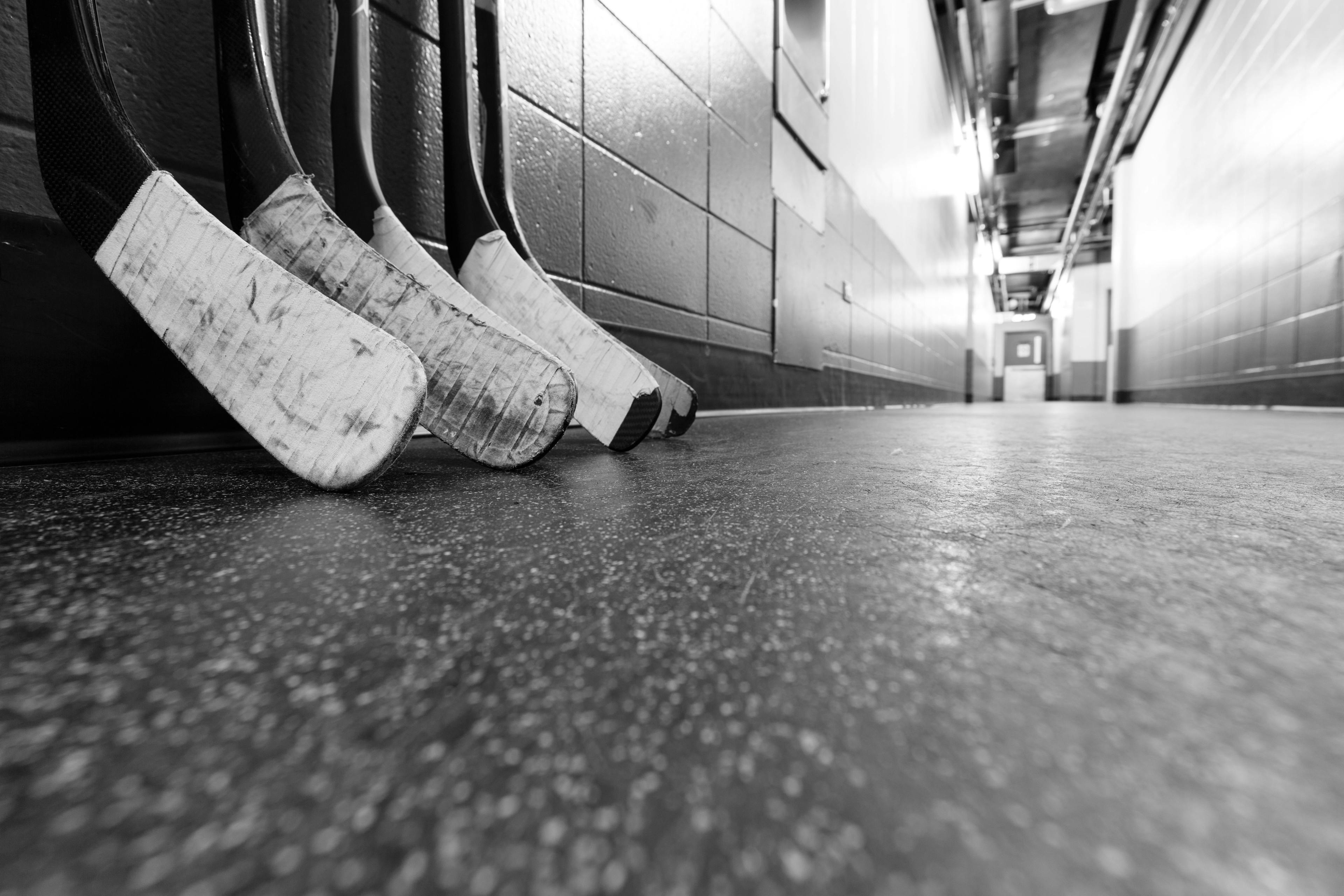 Black and white macro shot of hockey stick blades - Shallow depth of field | Image credit: © Martin – © stock.adobe.com 