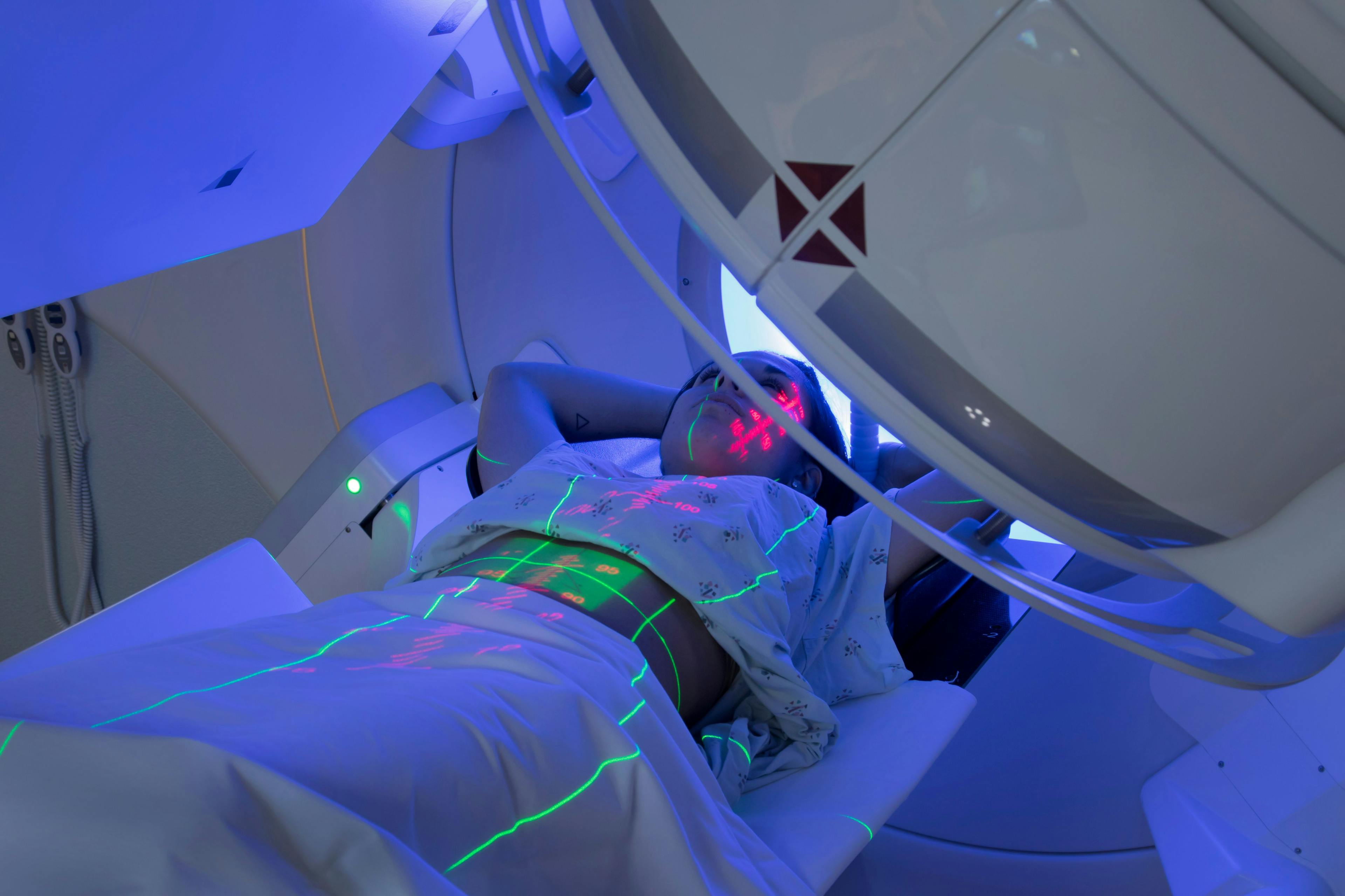 Woman in a radiation machine