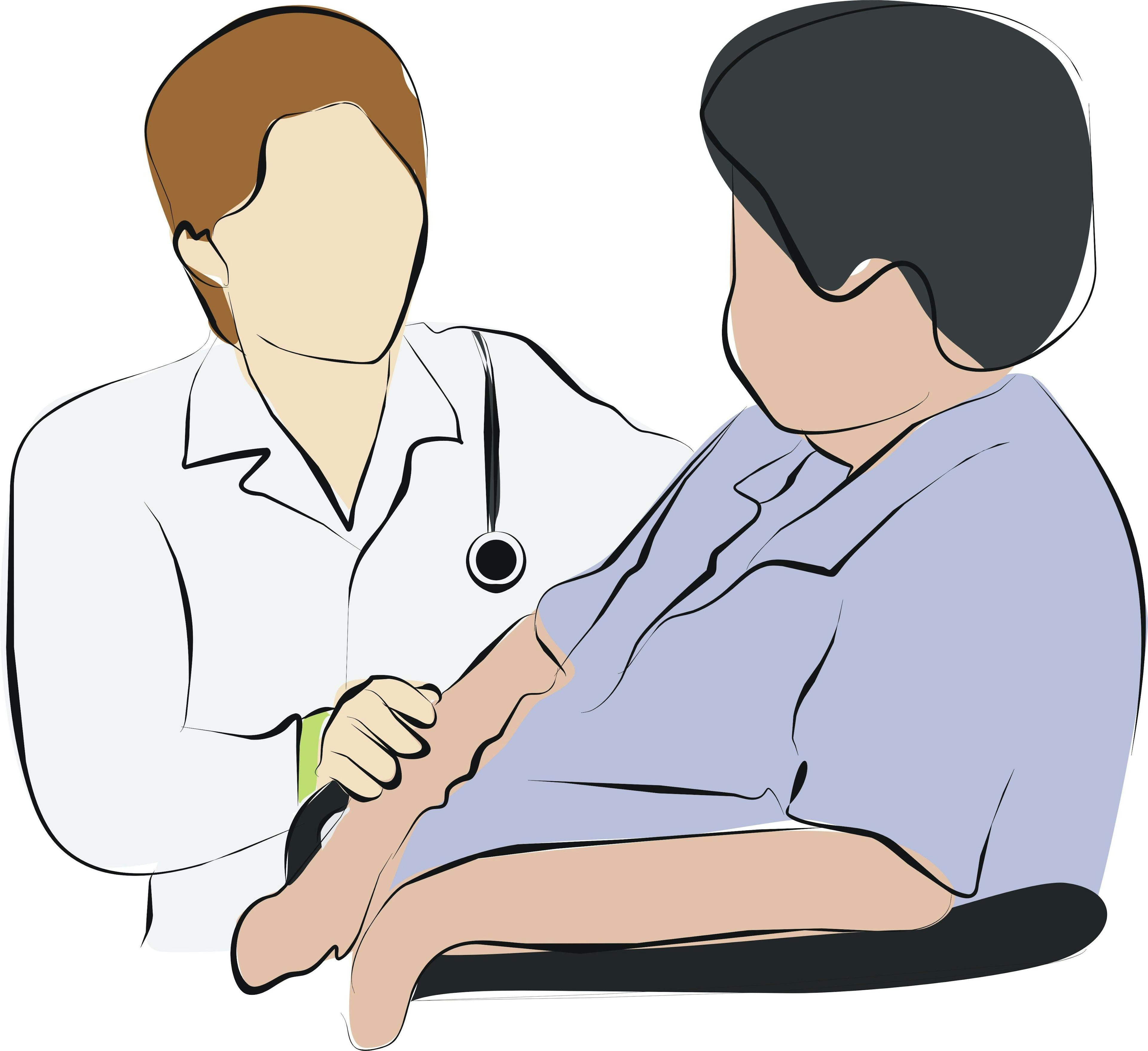 cartoon drawing of patient and doctor